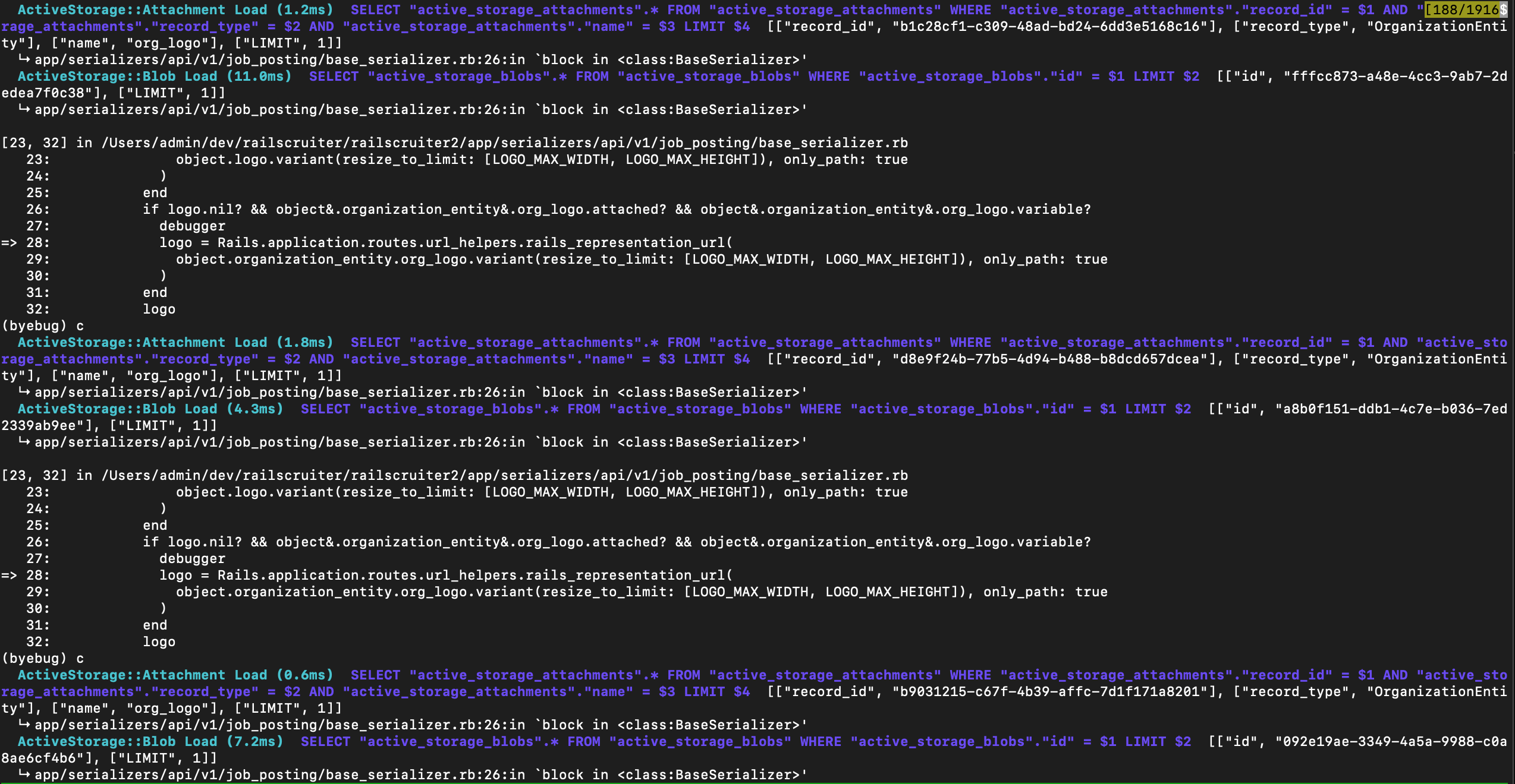 Additional calls to database for each attached blob