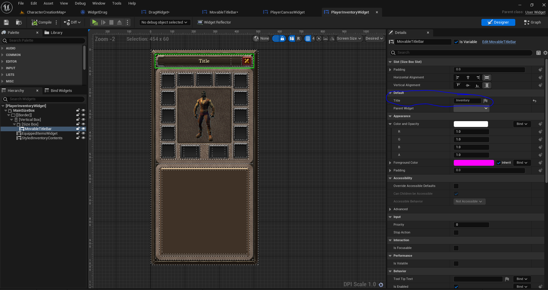 Creating inventory widget