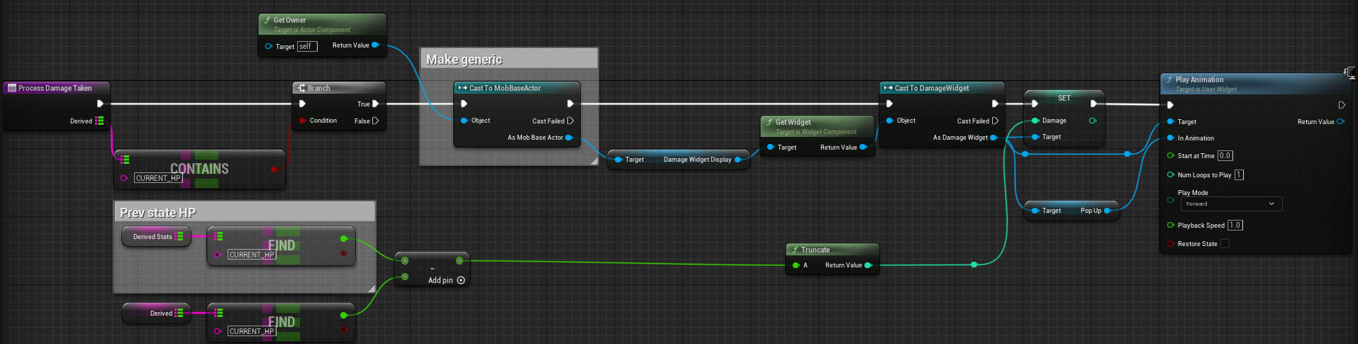 Processing damage taken within stats component