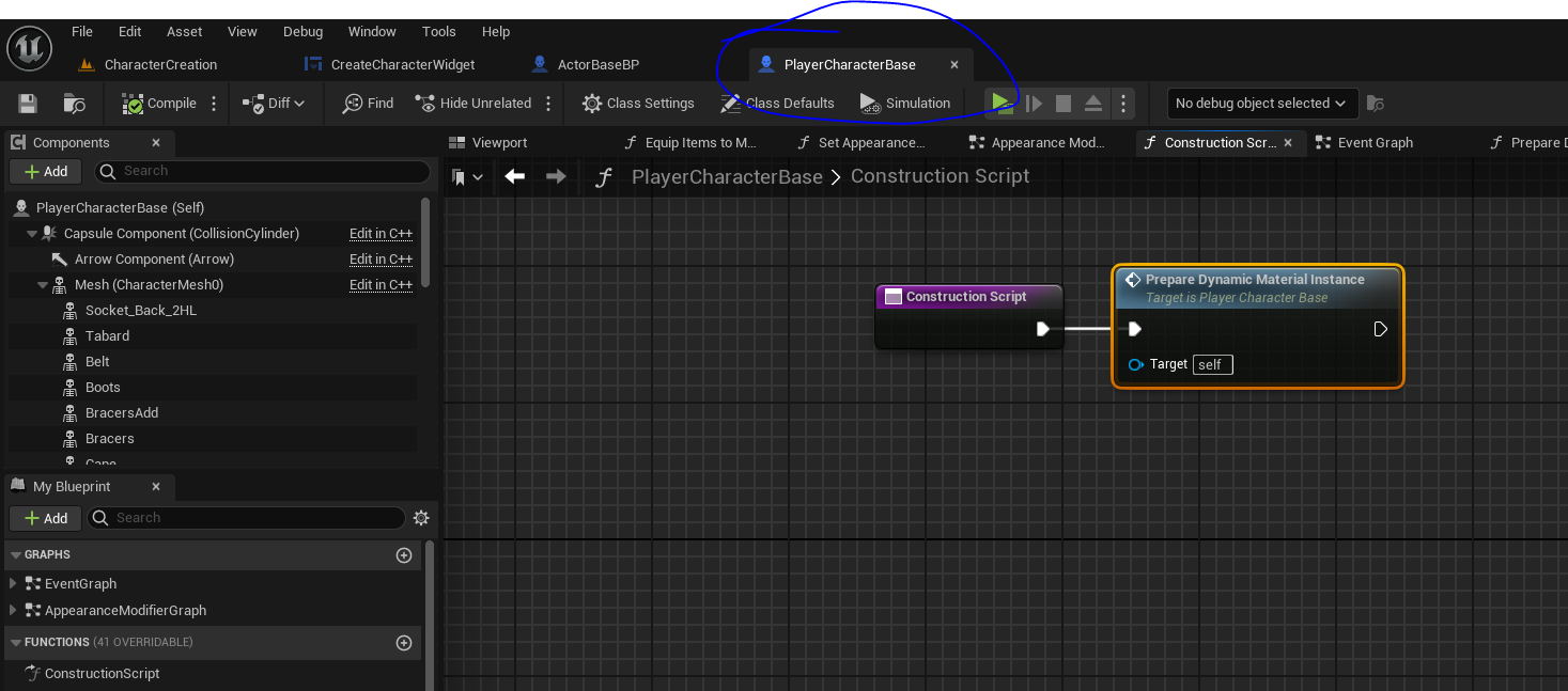 Prepare dynamic material instance on your character